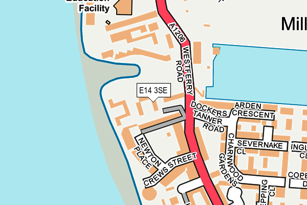 E14 3SE map - OS OpenMap – Local (Ordnance Survey)