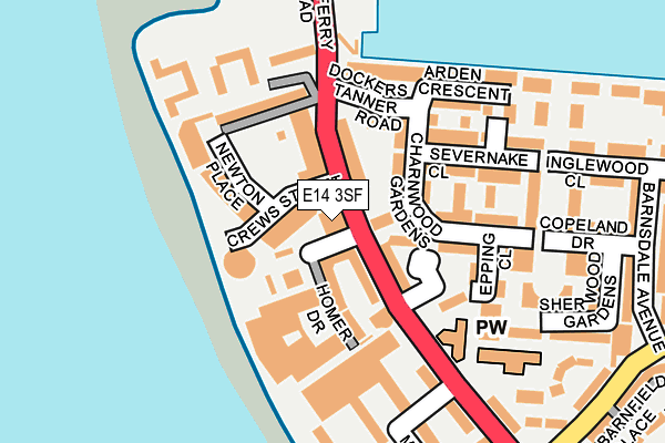 E14 3SF map - OS OpenMap – Local (Ordnance Survey)