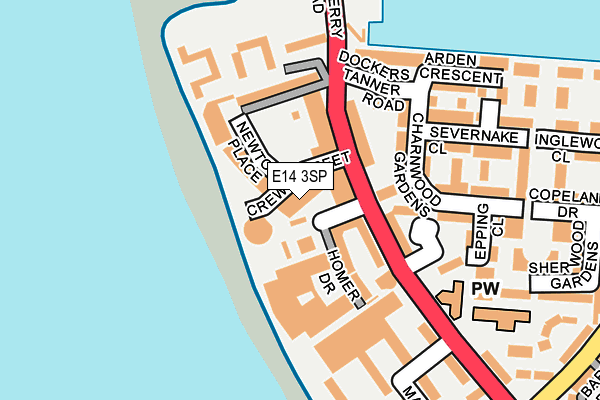 E14 3SP map - OS OpenMap – Local (Ordnance Survey)