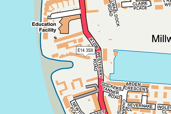 E14 3SX map - OS OpenMap – Local (Ordnance Survey)