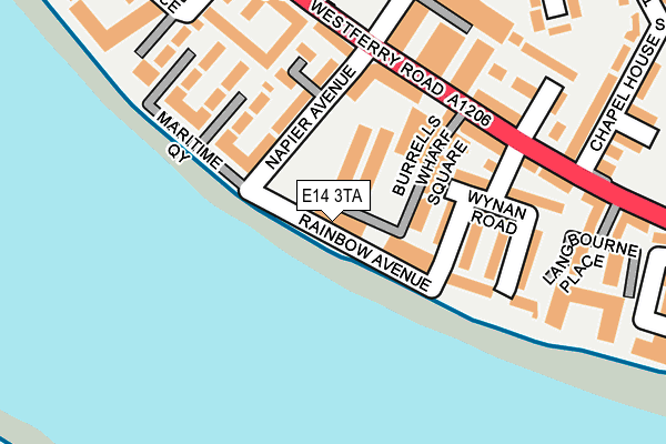 E14 3TA map - OS OpenMap – Local (Ordnance Survey)