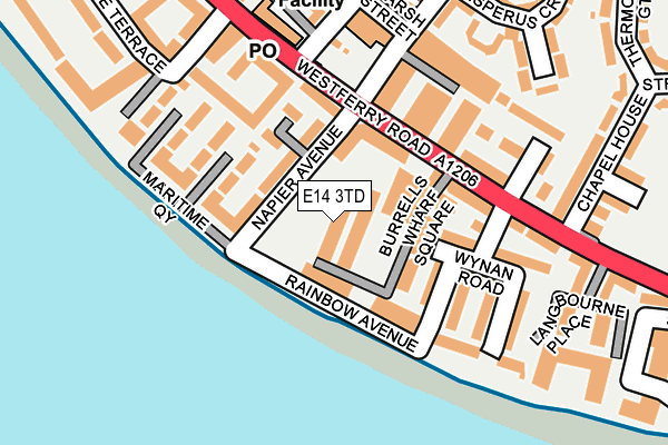 E14 3TD map - OS OpenMap – Local (Ordnance Survey)