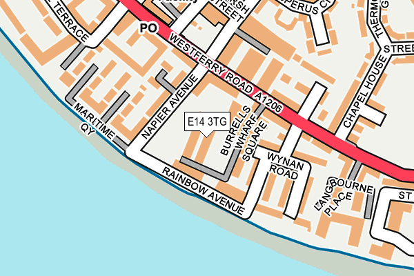 E14 3TG map - OS OpenMap – Local (Ordnance Survey)