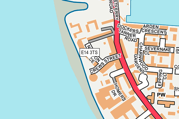 E14 3TS map - OS OpenMap – Local (Ordnance Survey)