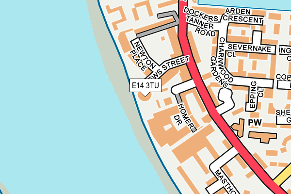 E14 3TU map - OS OpenMap – Local (Ordnance Survey)