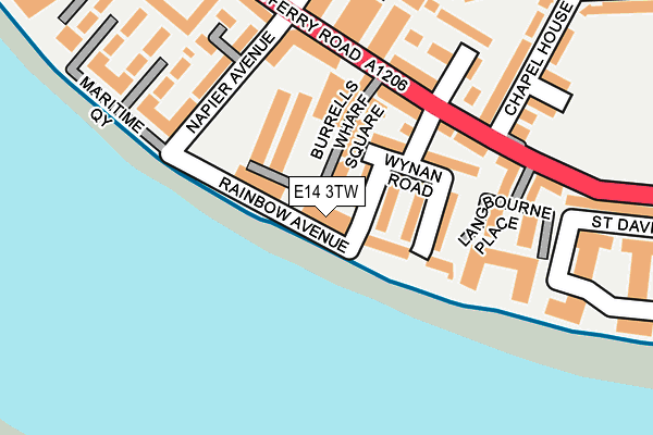 E14 3TW map - OS OpenMap – Local (Ordnance Survey)