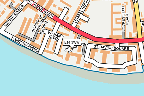 E14 3WW map - OS OpenMap – Local (Ordnance Survey)