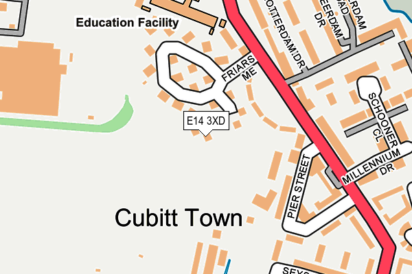E14 3XD map - OS OpenMap – Local (Ordnance Survey)