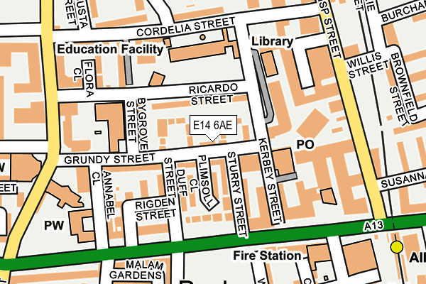 E14 6AE map - OS OpenMap – Local (Ordnance Survey)