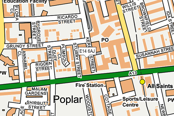 E14 6AJ map - OS OpenMap – Local (Ordnance Survey)