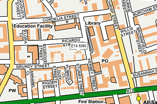 E14 6AN map - OS OpenMap – Local (Ordnance Survey)