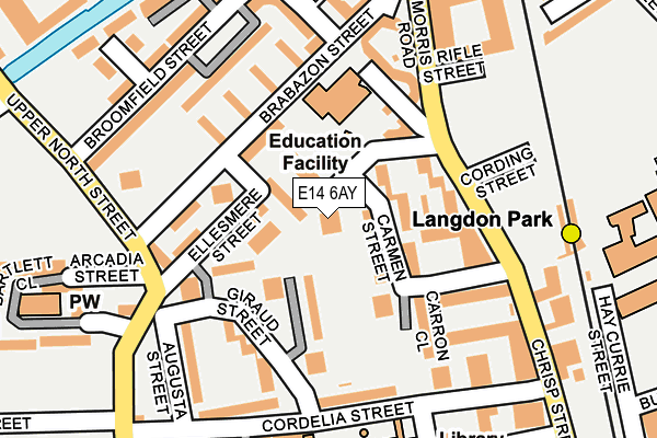 E14 6AY map - OS OpenMap – Local (Ordnance Survey)