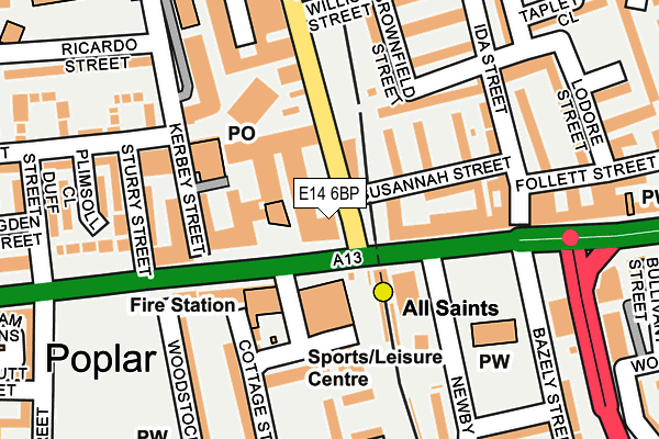 E14 6BP map - OS OpenMap – Local (Ordnance Survey)