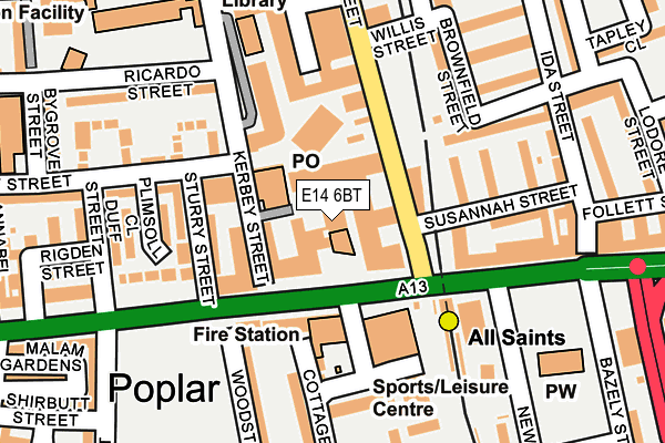 E14 6BT map - OS OpenMap – Local (Ordnance Survey)