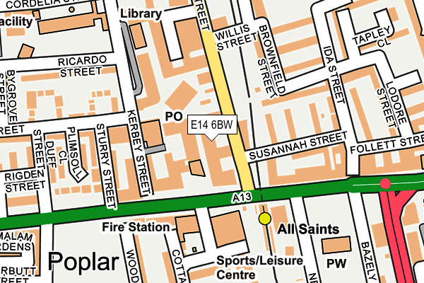 E14 6BW map - OS OpenMap – Local (Ordnance Survey)