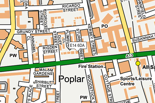 E14 6DA map - OS OpenMap – Local (Ordnance Survey)