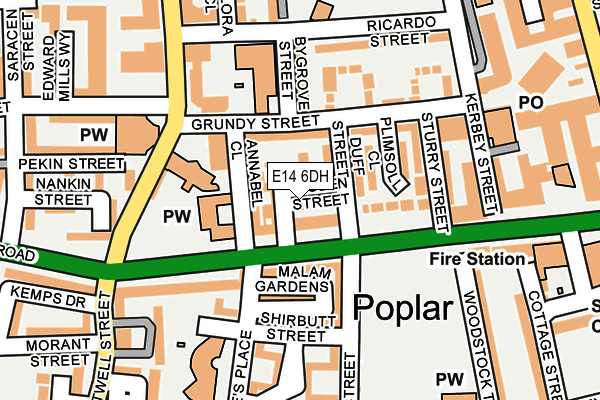 E14 6DH map - OS OpenMap – Local (Ordnance Survey)