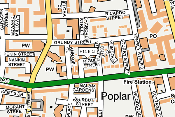 E14 6DJ map - OS OpenMap – Local (Ordnance Survey)