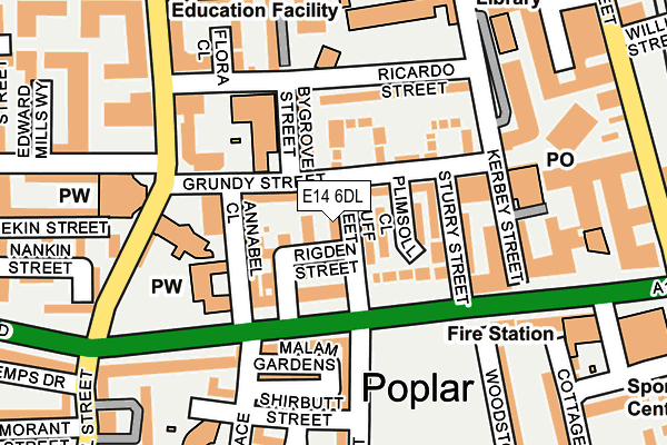 E14 6DL map - OS OpenMap – Local (Ordnance Survey)