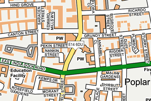 E14 6DU map - OS OpenMap – Local (Ordnance Survey)