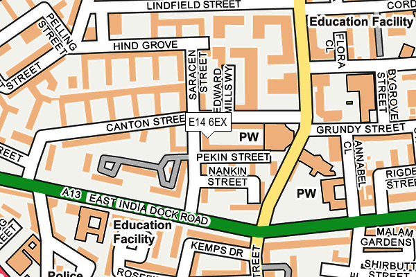 E14 6EX map - OS OpenMap – Local (Ordnance Survey)