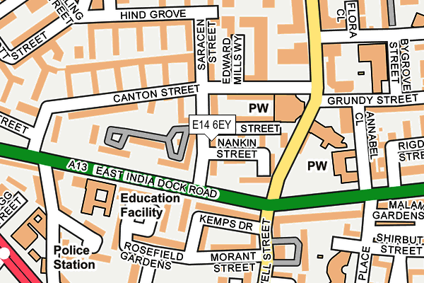 E14 6EY map - OS OpenMap – Local (Ordnance Survey)