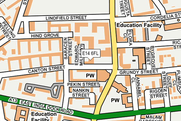 E14 6FL map - OS OpenMap – Local (Ordnance Survey)