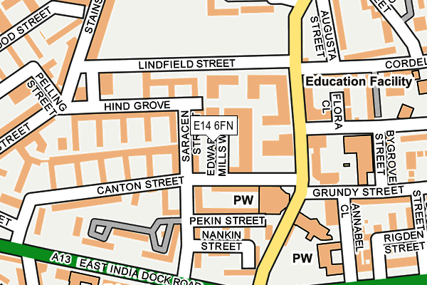 E14 6FN map - OS OpenMap – Local (Ordnance Survey)