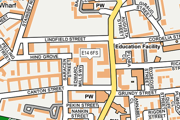 E14 6FS map - OS OpenMap – Local (Ordnance Survey)