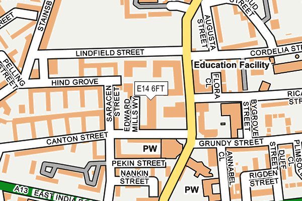 E14 6FT map - OS OpenMap – Local (Ordnance Survey)