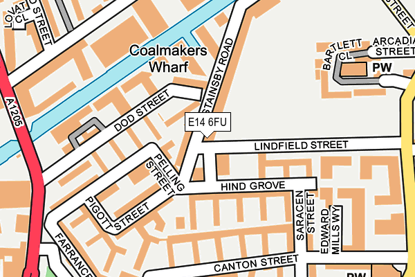 E14 6FU map - OS OpenMap – Local (Ordnance Survey)