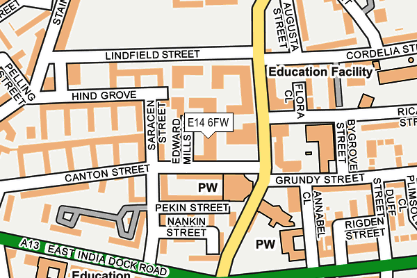 E14 6FW map - OS OpenMap – Local (Ordnance Survey)