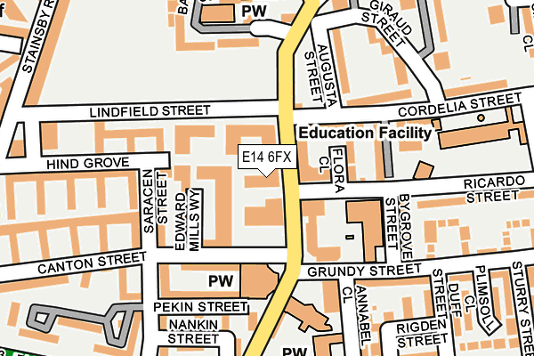 E14 6FX map - OS OpenMap – Local (Ordnance Survey)