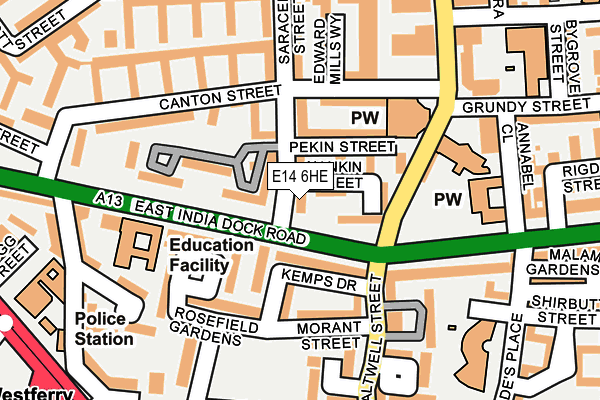 E14 6HE map - OS OpenMap – Local (Ordnance Survey)