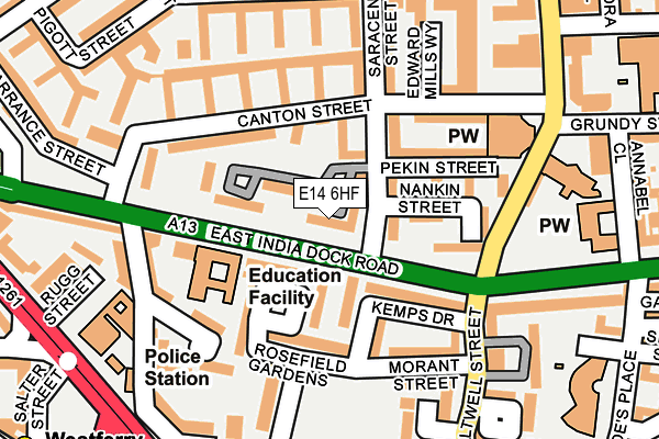 E14 6HF map - OS OpenMap – Local (Ordnance Survey)