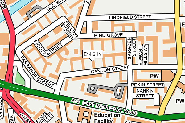 E14 6HN map - OS OpenMap – Local (Ordnance Survey)