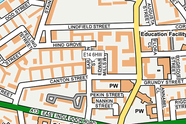 E14 6HW map - OS OpenMap – Local (Ordnance Survey)