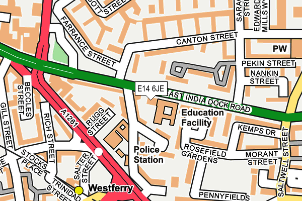 E14 6JE map - OS OpenMap – Local (Ordnance Survey)