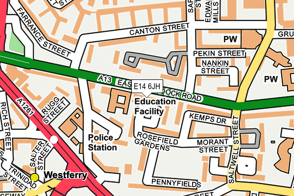 E14 6JH map - OS OpenMap – Local (Ordnance Survey)