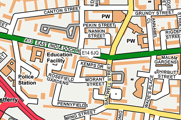 E14 6JQ map - OS OpenMap – Local (Ordnance Survey)