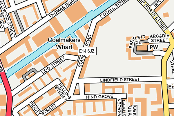 E14 6JZ map - OS OpenMap – Local (Ordnance Survey)