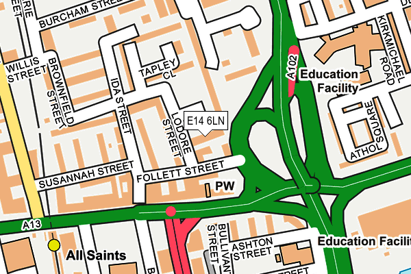 E14 6LN map - OS OpenMap – Local (Ordnance Survey)