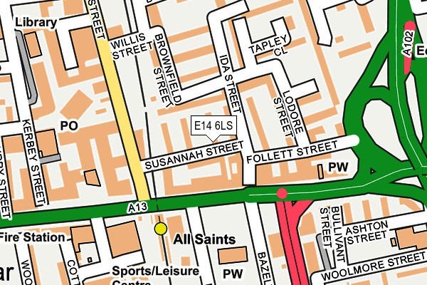 E14 6LS map - OS OpenMap – Local (Ordnance Survey)