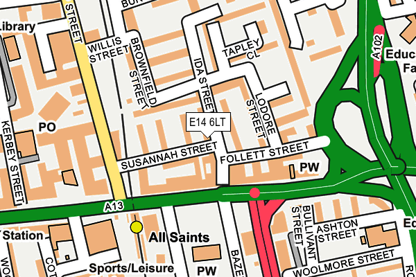 E14 6LT map - OS OpenMap – Local (Ordnance Survey)