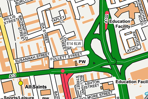 E14 6LW map - OS OpenMap – Local (Ordnance Survey)