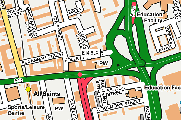 E14 6LX map - OS OpenMap – Local (Ordnance Survey)