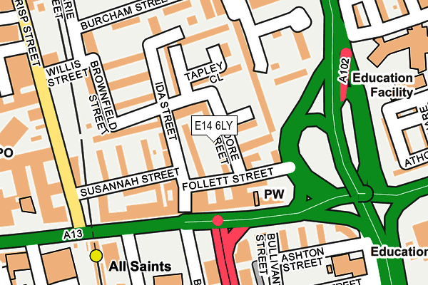 E14 6LY map - OS OpenMap – Local (Ordnance Survey)