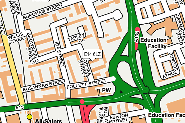 E14 6LZ map - OS OpenMap – Local (Ordnance Survey)