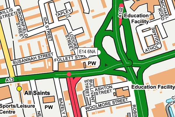 E14 6NA map - OS OpenMap – Local (Ordnance Survey)