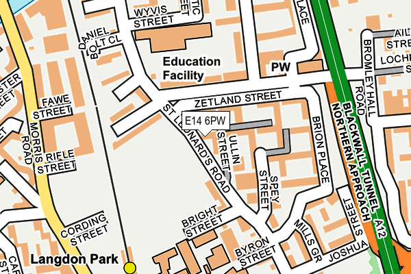 E14 6PW map - OS OpenMap – Local (Ordnance Survey)